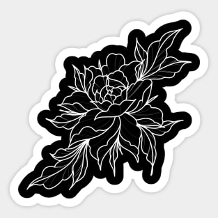 White Peony Lineart Sticker